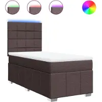 vidaXL Lit boxspring avec matelas brun foncé 100x200 cm Tissu