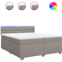 vidaXL Lit boxspring avec matelas Taupe 200x200 cm Tissu