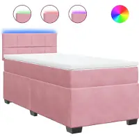 vidaXL Lit boxspring avec matelas rose 100x200 cm velours