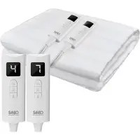Sanbo Couverture électrique - 2 personnes - 150 x 160 cm - Lavable en machine - Sous-couverture - 7 étapes - Avec boucles d'angle