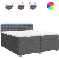 vidaXL Lit boxspring avec matelas gris foncé 200x200 cm Tissu