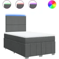 vidaXL Lit boxspring avec matelas gris foncé 120x190 cm Tissu
