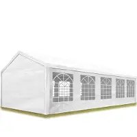 TOOLPORT Tente de réception 4x10 m pavillon Blanc bâche PE 350 N imperméable Tente de Jardin