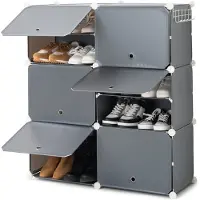 InnovaGoods Meuble Etagère - - Modulable - Gris Noir - Pour Chaussures - Design Contemporain