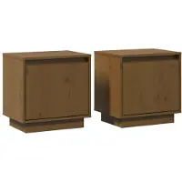 vidaXL Tables de chevet 2pcs Marron miel 40x30x40cm Bois de pin solide