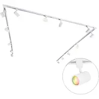 QAZQA Système d'éclairage sur rail intelligent monophasé avec 14 spots blancs, Wi-Fi GU10 inclus - Iconic Jeana