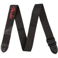 Fender Poly Sangle de Guitare 2 pouces Noire avec Logo Rouge