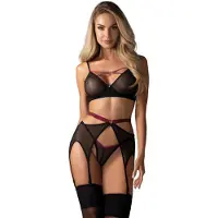 Obsessive Novenes Ensemble Lingerie 3 Pièces Noir XS/S