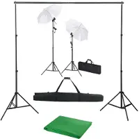 vidaXL Kit studio photo avec fond, luminaires et parapluies