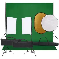 vidaXL Kit studio photo avec éclairage, fond et réflecteur