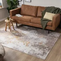 FRAAI Tapis moderne - Sarge Taupe/Jaune | 80x150 cm | Rectangulaire | Tissage plat