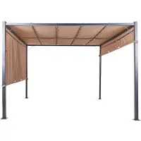 Beliani Pavillon de jardin Led 310 X 310 Cm Marron Parga Lumarko !