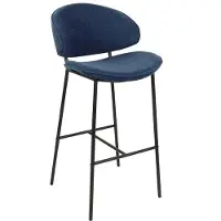 Beliani Lot de 2 chaises de bar Bleu foncé Kiana Lumarko