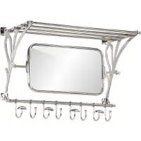 vidaXL Porte-bagages avec cintres et miroir mural aluminium