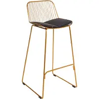 Beliani Lot de 2 tabourets de bar en métal doré design filaire faux cuir noir assise glam industrial modern