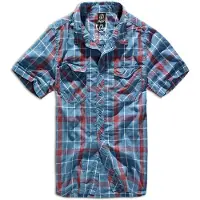 Brandit Chemise 'Roadstar' bleu fumé / rouge feu / blanc