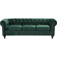 Beliani Ensemble Canapé Et Fauteuil En Velours Vert 4 Places Chesterfield
