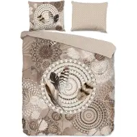 Hip Enveloppe de couette "mandalas et plumes" - Taupe - (240x200/220 cm) - Flanelle de coton