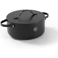 BE Living Essential Casserole avec couvercle - Ø 24 cm - Poêle de cuisson - Céramique - Sans PFAS - Induction - Noir