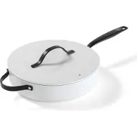 BE Living Casserole avec couvercle - Ø 28 cm - Céramique - Antiadhésif sans PFAS - Poêle à induction - Blanc - Essential Series