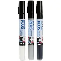 Creativ Company Plus Color Marker - Zwart/Off-white/Rain Grey, 3st.