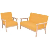 vidaXL Ensemble de canapés 2 pièces tissu jaune