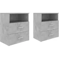 vidaXL Tables de chevet 2 pcs Gris béton 50x32x60 cm