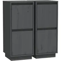 vidaXL Sideboards 2 pcs. Gris 31,5x34x75 cm Pin massif