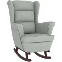vidaXL Fauteuil à bascule à oreilles en velours gris clair bois massif
