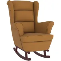 vidaXL Fauteuil à bascule à oreilles en velours marron bois massif