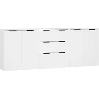 vidaXL Sideboard 3 pcs. blanc bois composite