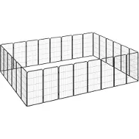 vidaXL Parc pour chiens 28 pièces noir 50x100cm Acier revêtu par poudre