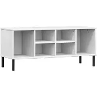 vidaXL Étagère à chaussures pieds en métal Blanc 106x35x45cm Bois OSLO