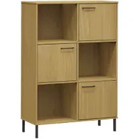 vidaXL Bibliothèque avec pieds en métal Marron 90x35x128,5cm Bois OSLO