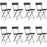 vidaXL Chaises de bistrot 8 pcs. Pliable Noir Poly Rotin et Acier