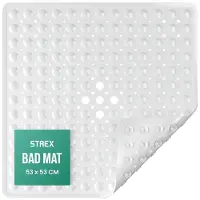 Strex Tapis de bain / Tapis antidérapant Douche - 53x53CM - Avec ventouses - Tapis de douche antidérapant pour la douche - Tapis de salle de bain