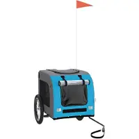 vidaXL Remorque pour vélo Chiens Bleu et gris Tissu Oxford et fer