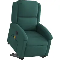 vidaXL Fauteuil de massage avec releveur Vert foncé Tissu