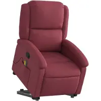 vidaXL Fauteuil de massage avec releveur vin rouge Tissu