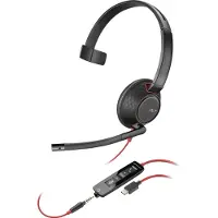 Poly Micro-casque monaural USB-C Poly Blackwire 5210 + prise 3,5 mm + adaptateur USB-C/A