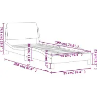 vidaXL Cadre de lit "Dover" gris 90x190 cm simili-cuir