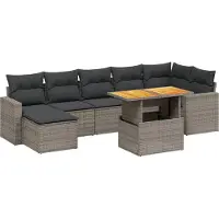 vidaXL Ensemble de jardin canapé 8 pièces avec coussins Gris Poly rotin