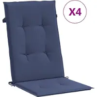 vidaXL Coussins de chaise à dossier haut lot de 4 bleu marine tissu