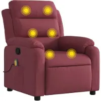 vidaXL Fauteuil de massage vin rouge tissu