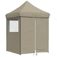 vidaXL Tente de réception pliable Pop-Up avec 4 panneaux latéraux Taupe