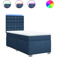 vidaXL Lit boxspring avec matelas bleu 100x200 cm Tissu