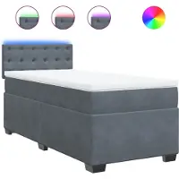 vidaXL Lit boxspring avec matelas gris foncé 100x200 cm velours