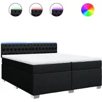 vidaXL Lit boxspring avec matelas noir 200x200 cm tissu