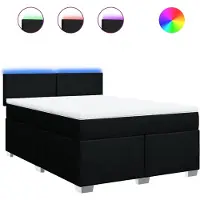 vidaXL Lit boxspring avec matelas noir 140x190 cm Tissu