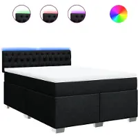 vidaXL Lit boxspring avec matelas noir 160x200 cm Tissu